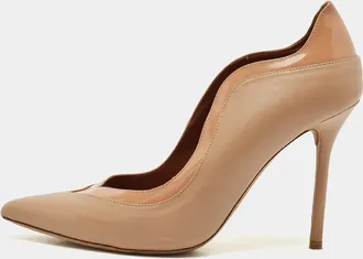 Malone Souliers Beige Leather Penelope Pointed Toe Pumps