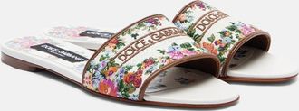 Dolce & Gabbana Floral leather-trimmed slides