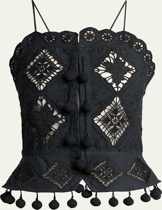 Isabel Marant Nelssy Broderie Anglaise Sleeveless Top