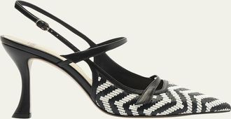 Alexandre Birman 85mm Tita Zig-Zag Raffia Slingback Pumps
