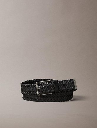 Calvin Klein Braided Full-Grain Leather Belt