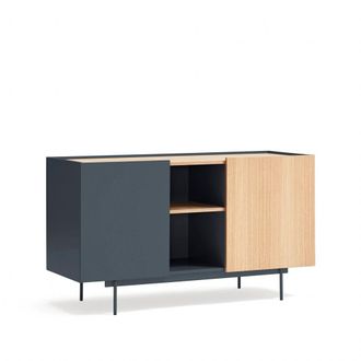 Teulat Aparador 2 puertas 3 cajones internos gris antracita y roble