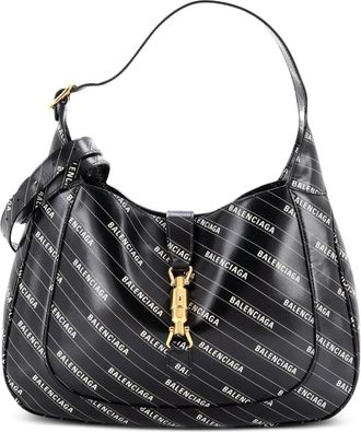 Gucci x Balenciaga The Hacker Project Jackie 1961 Printed Leather Medium hobo bag - Zwart