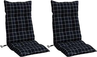 vidaXL Cojines Para Silla Respaldo Alto 2 Uds Tela A Cuadros Negro Vidaxl
