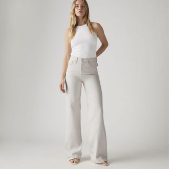 Levi's Ribcage Wide Leg Linen Trousers - Womens - 23X30 - Grey