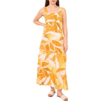 Vince Camuto Printed Maxi Sundress in Tangerine at Nordstrom, Size Medium