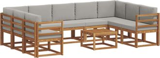 vidaXL Conjunto De Sof&aacute;s De Exterior 10 Uds. Gris Natural Y Claro Vidaxl