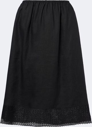 Poss&eacute; Alfie embroidered linen midi skirt