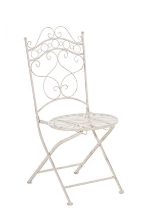 Clp Silla de exterior plegable en metal crema antiguo