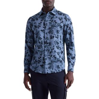 Bugatchi James OoohCotton Floral Button-Up Shirt in Cobalt at Nordstrom Rack, Size X-Large