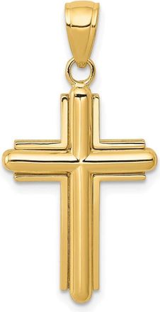 Diamond2Deal 14k Yellow Gold Polished Beveled Stick Cross Frame Pendant