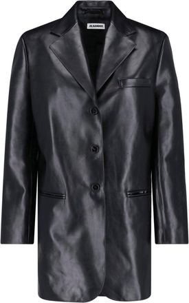 Jil Sander Black Classic Notch Lapel Leather Jacket