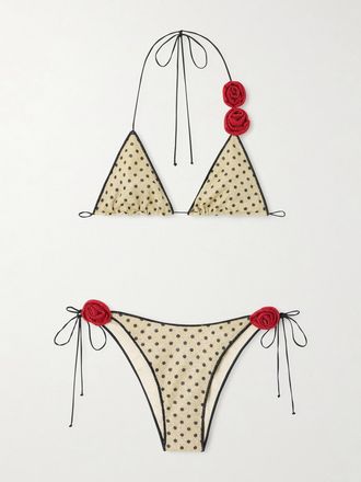 Os&eacute;ree Bikini In Lurex A Pois Con Fiori Lumi&egrave;re - Oro