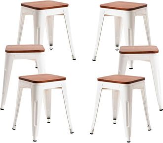 Regalos Miguel Regalos Miguel - Packs Taburetes Peque&ntilde;os - Pack 6 Taburetes Torix Peque&ntilde;os Madera Natural - Blanco