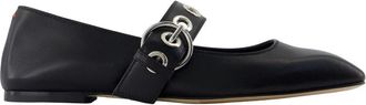 Aeyde Uma Eyelet Ballerina - Dames - Ballerinas - Zwart - 36 EU - Leer - Schoenen