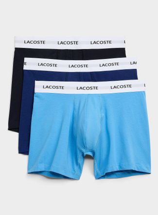 Lacoste Mens 6 blue stretch boxer briefs Cotton 3-pack