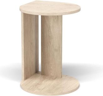 HERDASA Herdasa, Mesa Auxiliar Baja, Modelo Tr&eacute;bol, En Melamina Color Roble