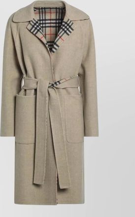 Burberry reversible wool coat belted waist lapels
