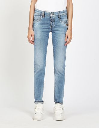 Gang Relax-fit-Jeans GANG 94GERDA, Damen, Gr. 26, N-Gr, worn blau denim, Denim/Jeans, Obermaterial: 98% Baumwolle, 2% Elasthan, relaxed fit lang, Jeans Rel