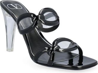 Valentino Chain Transparent-Heel Leather Sandal