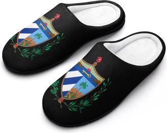 Generic Coat of Arms of Cuba1 Funny Mens Cotton Slippers Soft Non-Slip Rubber Sole House Slipper Indoor Outdoor