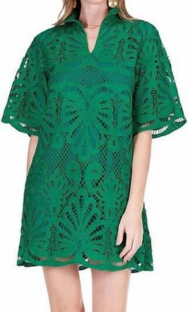 Jade Yoga High Neck Tunic Dress In Green Lace