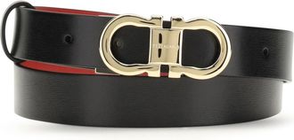 Ferragamo Womens Belt Gancini Black Calf Leather
