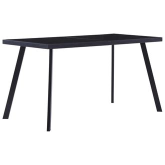 Berkfield Home Dining Table Black 140x70x75 cm Tempered Glass | Size: 140 x 70 x 75 cm