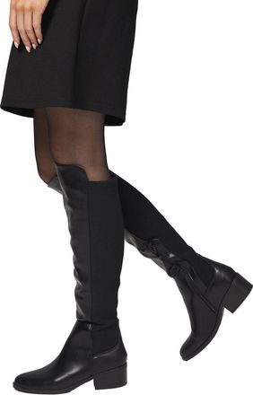 Wallis Hannah Stretch Back Almond Toe Low Heel Knee Boots, 5, Black