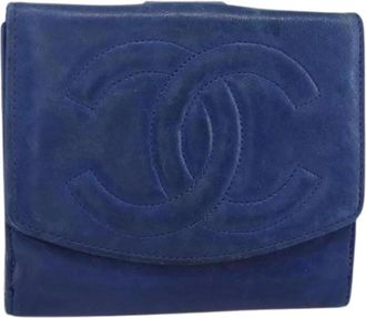 Chanel Pre-owned Wallets, female, Blue, Size: ONE SIZE Pre-owned Vintage Leather Wallet