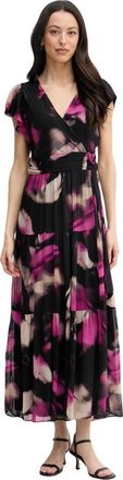 DKNY Maxi jurk met ruches en strikceintuur - Dames - Maxi kleedjes - Veelkleurig - XS - Kleedjes