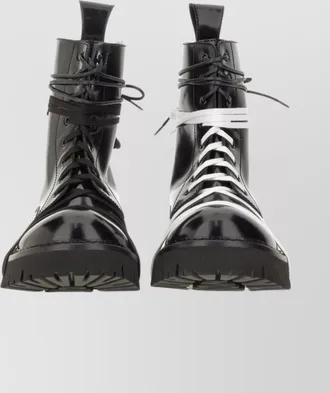 Moschino round toe chunky sole lace-up boots