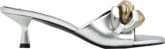 Stella McCartney Ladies Silver Metallic Falabella Kitten Mules, Brand Size 36 ( US Size 6 )