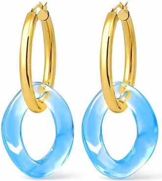 Gold & Honey Womens Lucite Curb Link Hoop Earrings In Blue