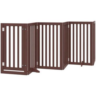 vidaXL Puerta Para Perros Plegable 6 Paneles Madera &Aacute;lamo Marr&oacute;n 300cm Vidaxl