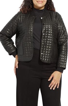 Lyss&eacute; Agnes Quilted Faux Leather Crop Jacket in Black at Nordstrom, Size 2X