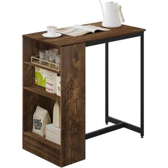 Woltu Mesa De Bar Con Estante Lateral De 3 Niveles. Para Comedor. Sala De Estar. Cocina. Madera Vintage+negro - Woltu