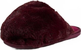 Free People Womens Snowball Slipper In Cabernet Faux Fur