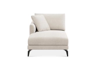 Castlery Lena Left Chaise Sofa Customized, (Performance Boucle) Cream (Matte Black Legs), Spill Resistant, Removable Covers for Sofas, Castlery
