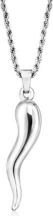 Ross-Simons Mens Sterling Silver Italian Horn Pendant Necklace