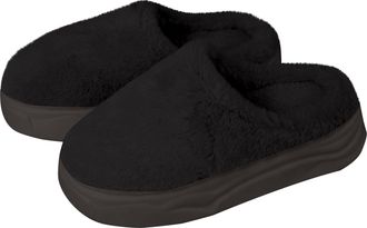 Generic Fluffy Winter Slippers with Thick Fleece Lining for a Warm and Cosy Home - Slippers Cotton with Fleece Lining Womens Shoes 39 Black Ankle Boots, black