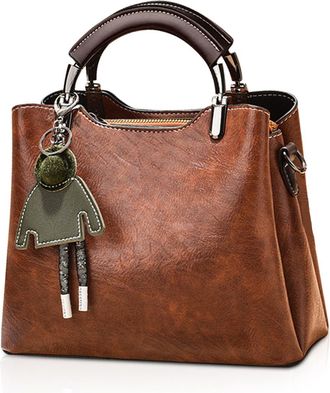 Nicole & Doris Small Handbags for Women Top Handle Crossbody Bag Mini Shoulder Bags PU Leather Girls Messenger Bags Ladies Purses Handbag with Triple Compartment Dar