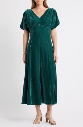 Chelsea28 Velvet V-Neck Maxi Dress in Green Ponderosa at Nordstrom Rack, Size Xx-Small