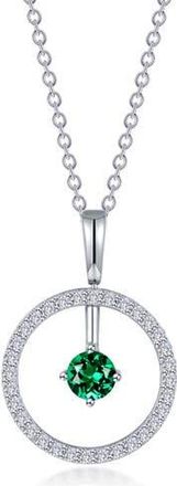 Lafonn Simulated Diamond Lab-Created Birthstone Reversible Pendant Necklace in Green/May at Nordstrom Rack, Size 20