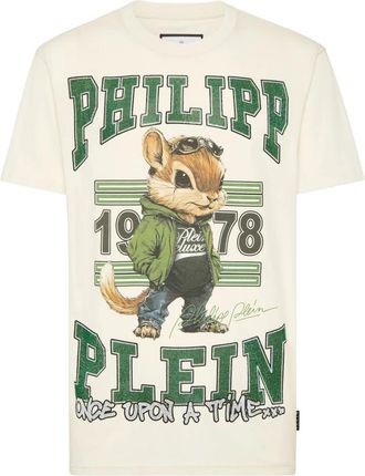Philipp Plein T-shirt met Ronde Hals College - Heren - T-shirts - Beige - M - Katoen - Tops