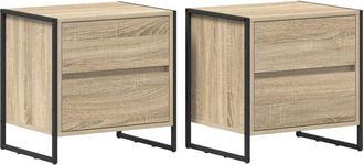 vidaXL Mesa De Noche Con Caj&oacute;n 2 Pcs Sonoma 50 X 39.5 X 50 Cm Vidaxl