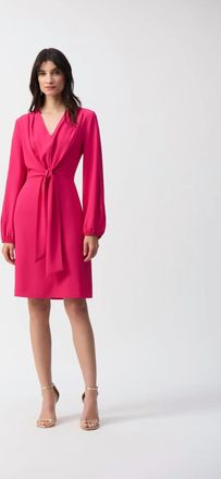 Joseph Ribkoff Long Puff Sleeves V-Neck Dress In Geranium