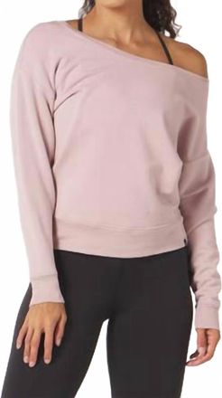 Glyder Lounge Off Shoulder Sweatshirt In Adobe Rose