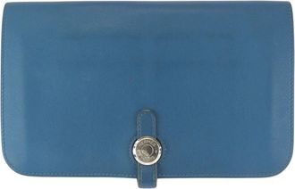 Herm&egrave;s Blue Blue Jean Togo Leather Wallet (Bi-Fold) (Pre-Owned)