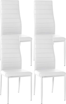 Clp Juego De 4 Sillas De Comedor Mayfair Blanco Simil Cuero